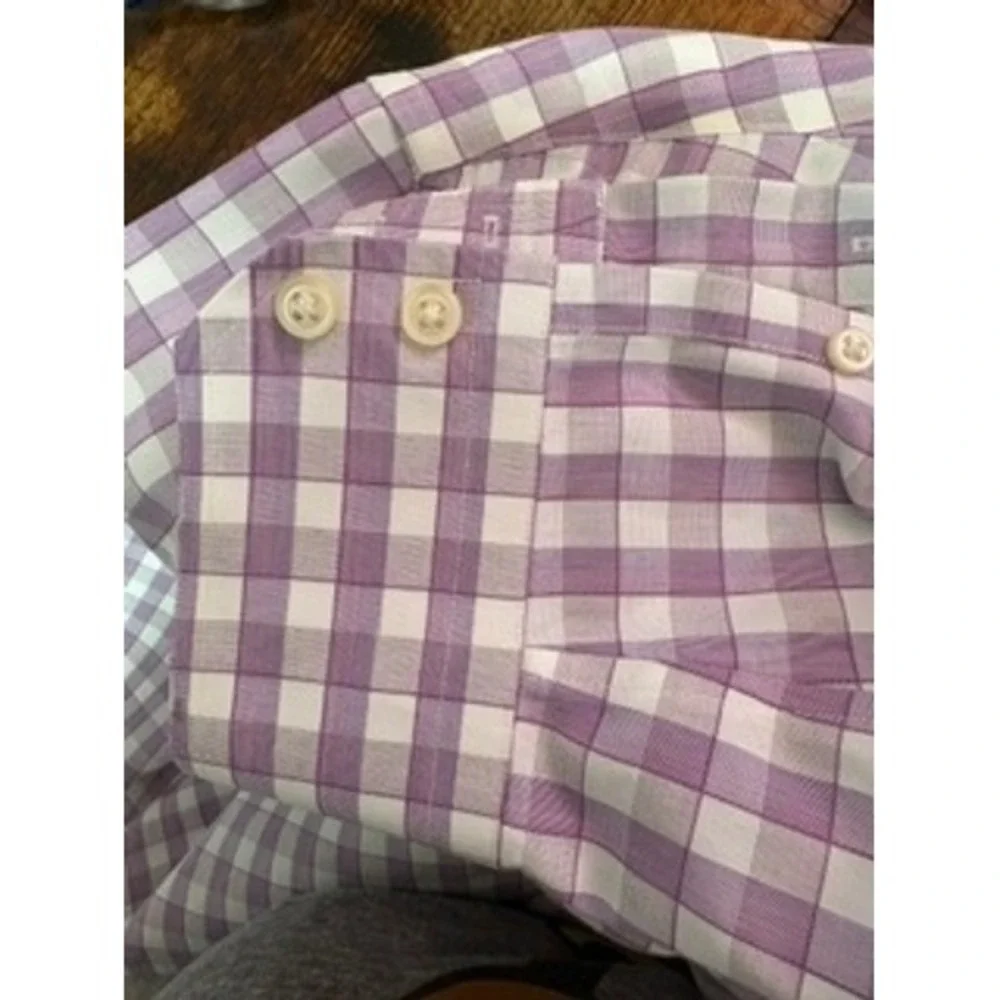 Banana Republic Purple & White Checkered Button-Up Shirt – Men's Size Large